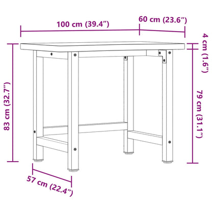 Werkbank 100x(55-60)x83 cm Massivholz Buche