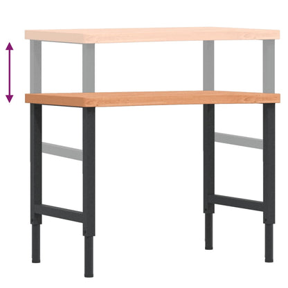 Werkbank 100x(55-60)x(73-99,5) cm Massivholz Buche