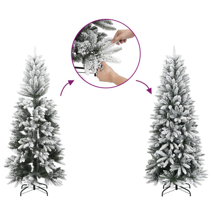 Künstlicher Weihnachtsbaum Schlank mit Schnee 180 cm PVC & PE