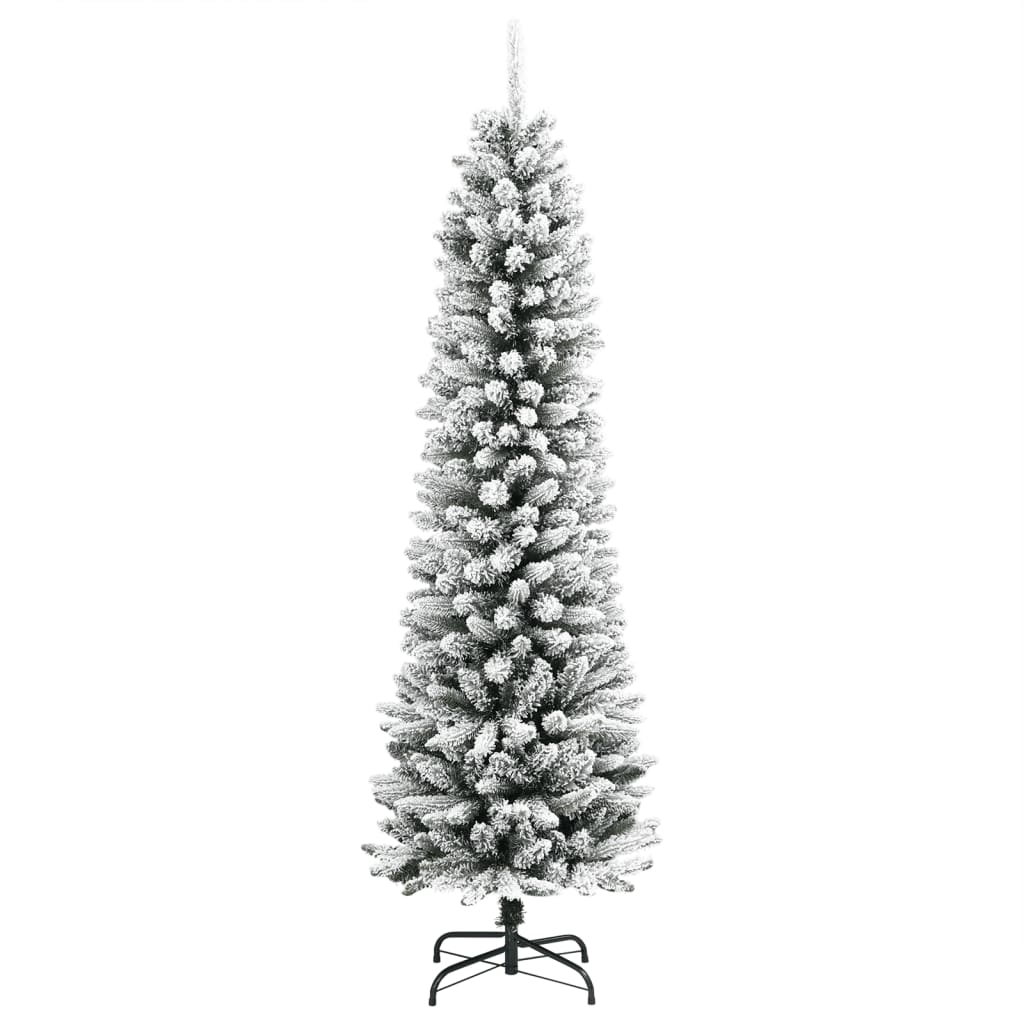 Künstlicher Weihnachtsbaum Schlank mit Schnee 240 cm PVC & PE