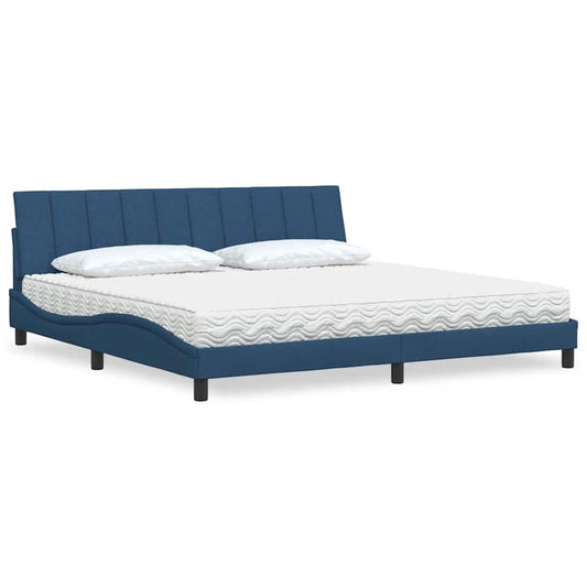 Bett mit Matratze Blau 200x200 cm Stoff