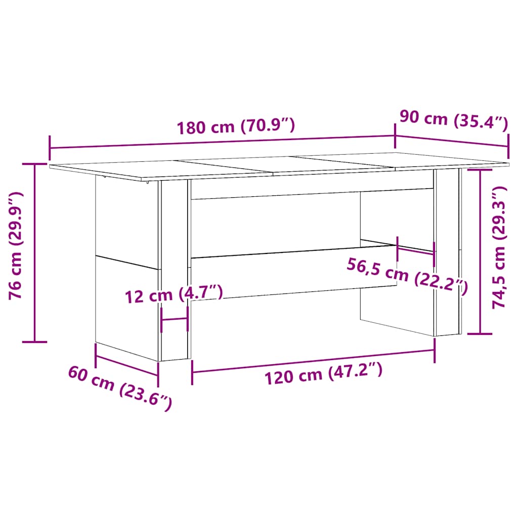 Esstisch Altholz-Optik 180x90x76 cm Holzwerkstoff