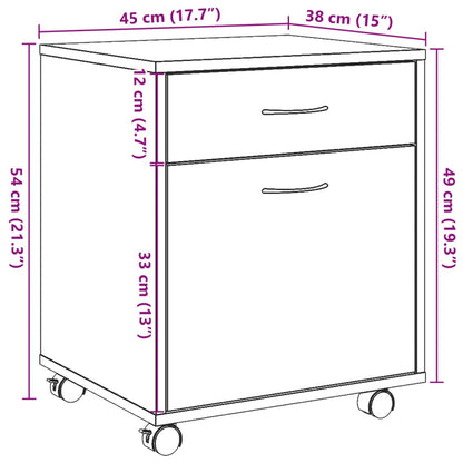 Rollcontainer Artisan-Eiche 45x38x54 cm Holzwerkstoff