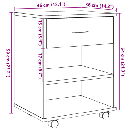 Rollcontainer Altholz-Optik 46x36x59 cm Holzwerkstoff