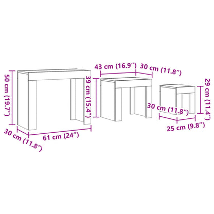 Satztische 3 Stk. Artisan-Eiche Holzwerkstoff