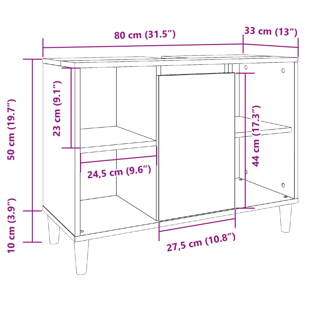 Badschrank Altholz-Optik 80x33x60 cm Holzwerkstoff