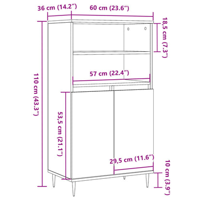 Highboard Artisan-Eiche 60x36x110 cm Holzwerkstoff