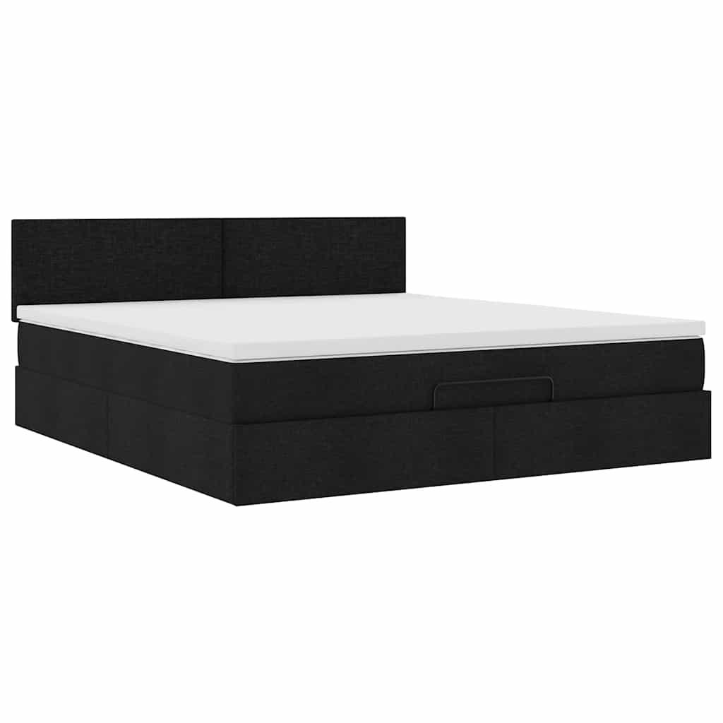 Ottoman-Bett mit Matratze & LEDs Schwarz 160x200 cm Stoff