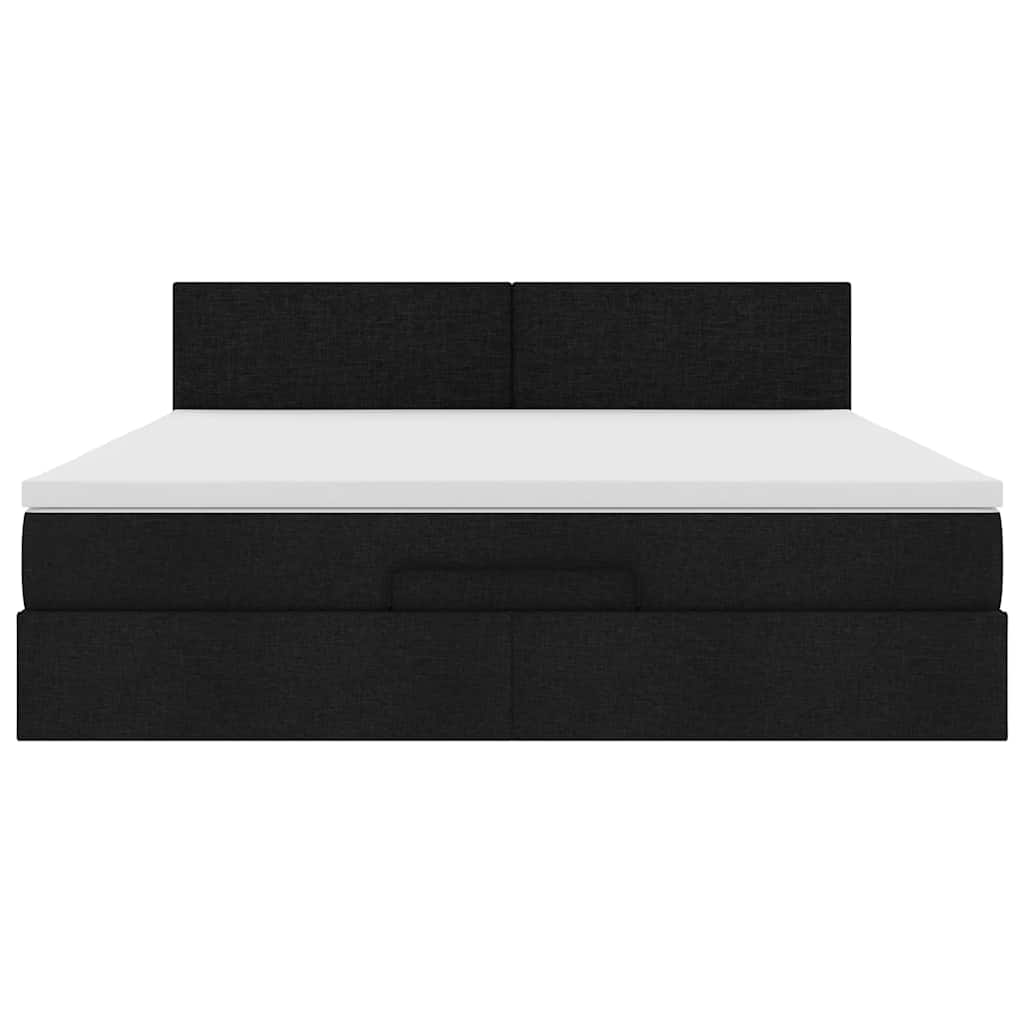 Ottoman-Bett mit Matratze & LEDs Schwarz 160x200 cm Stoff