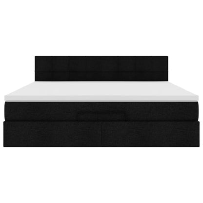 Ottoman-Bett mit Matratze & LEDs Schwarz 160x200 cm Stoff