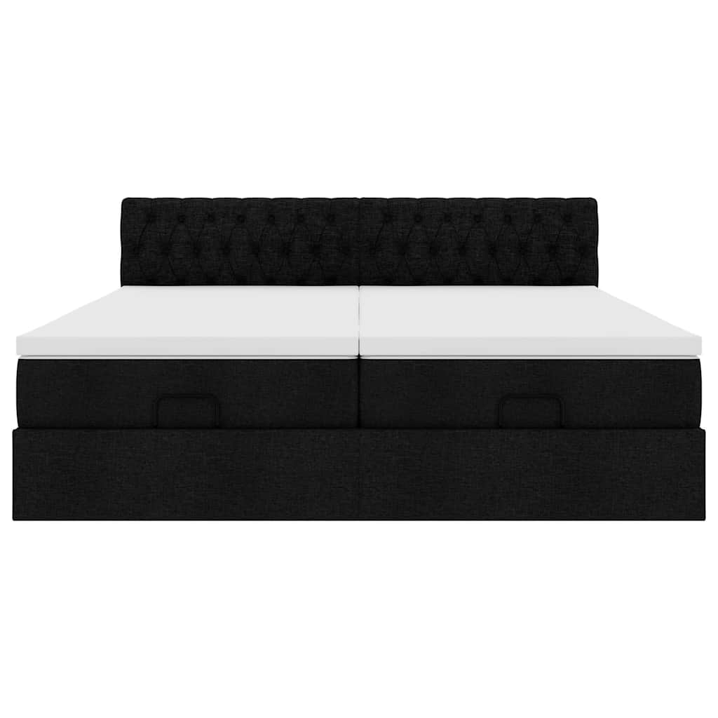 Ottoman-Bett mit Matratzen Schwarz 160x200 cm Stoff