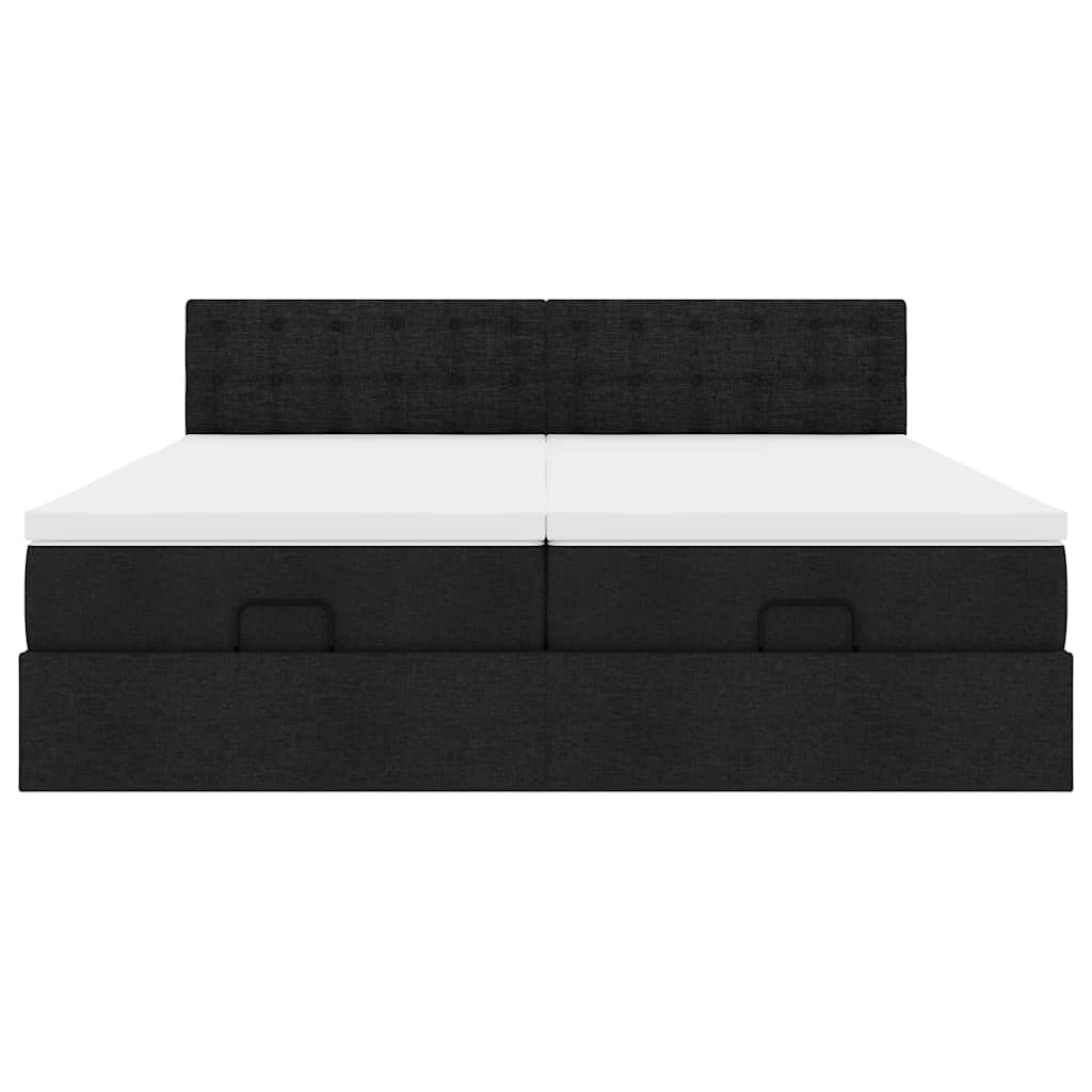 Ottoman-Bett mit Matratzen Schwarz 160x200 cm Stoff