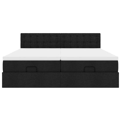 Ottoman-Bett mit Matratzen Schwarz 160x200 cm Stoff