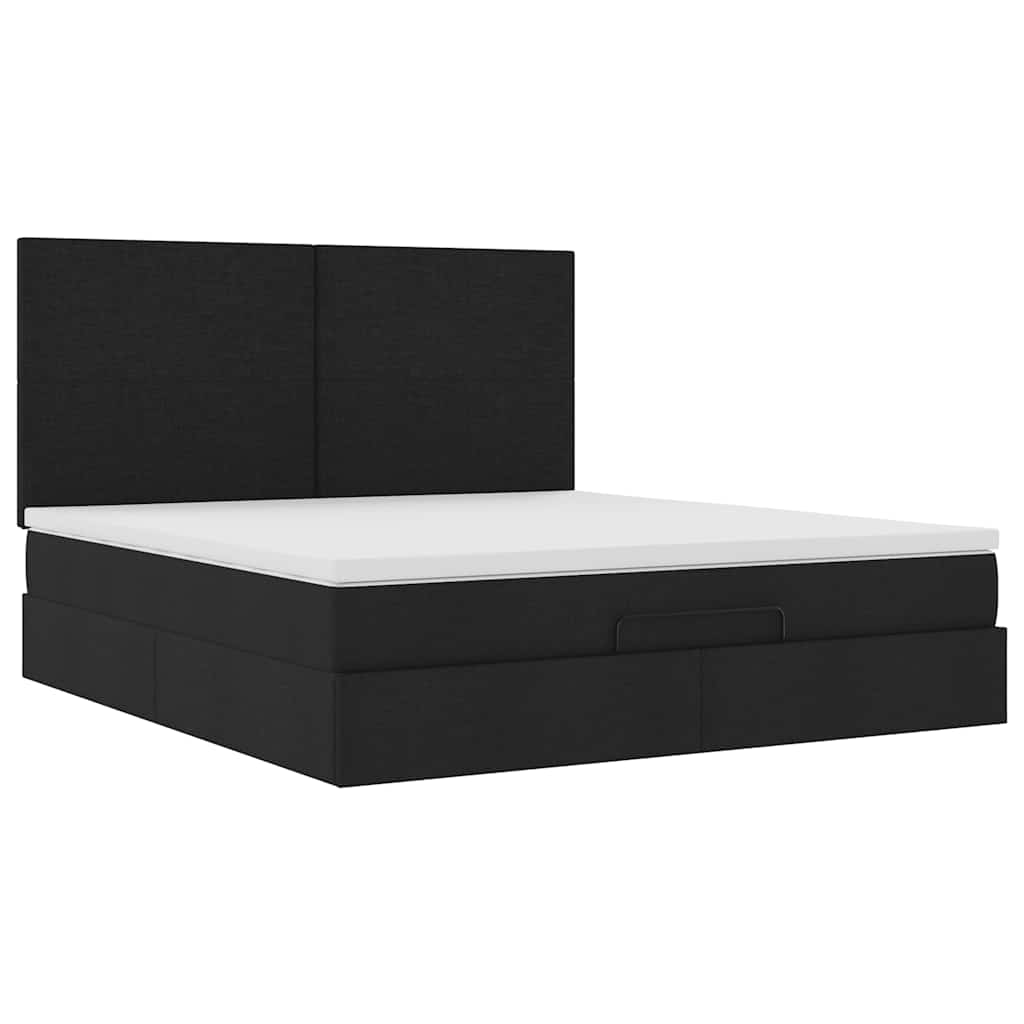 Ottoman-Bett mit Matratze Schwarz 160x200 cm Stoff