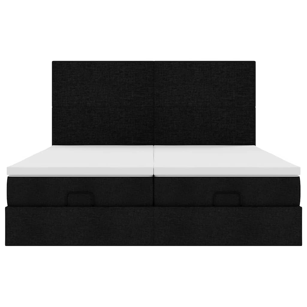 Ottoman-Bett mit Matratzen Schwarz 160x200 cm Stoff