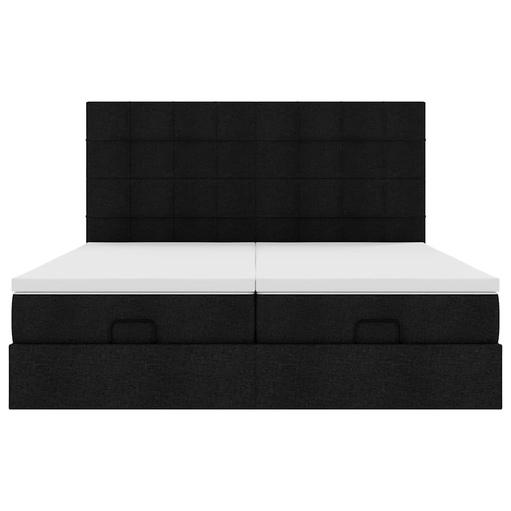 Ottoman-Bett mit Matratzen Schwarz 160x200 cm Stoff