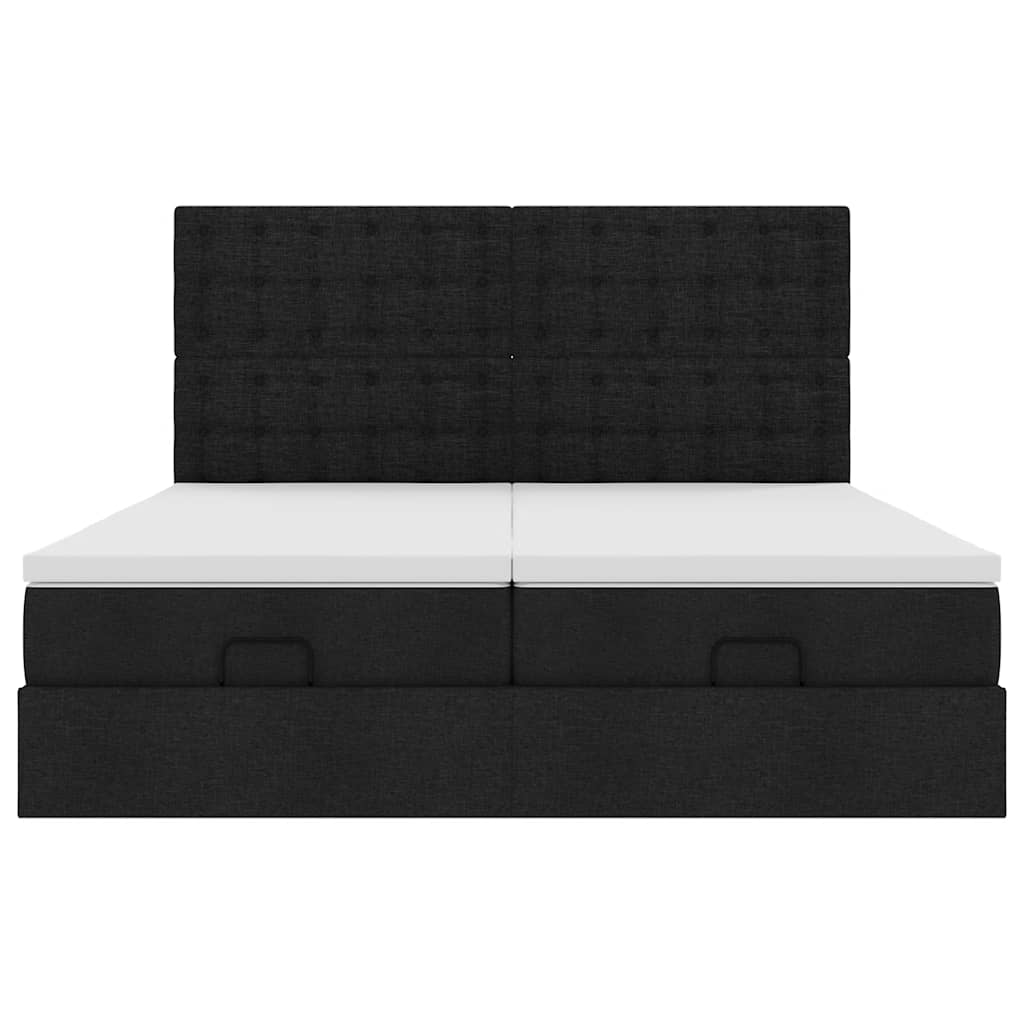 Ottoman-Bett mit Matratzen Schwarz 160x200 cm Stoff