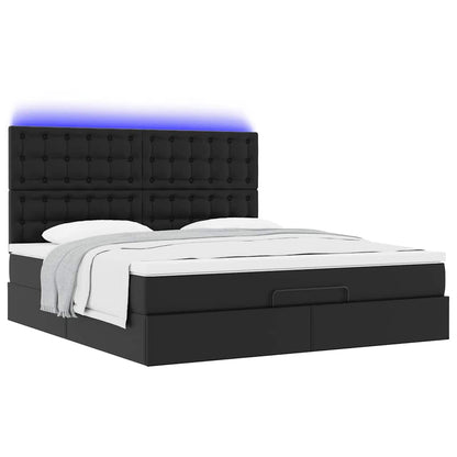 Bett mit Matratze & LEDs Schwarz 160x200 cm Kunstleder