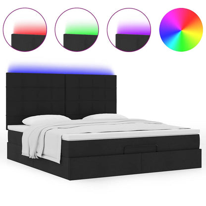 Bett mit Matratze & LEDs Schwarz 160x200 cm Stoff