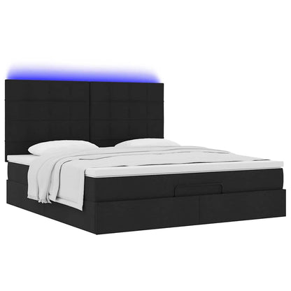 Bett mit Matratze & LEDs Schwarz 160x200 cm Stoff