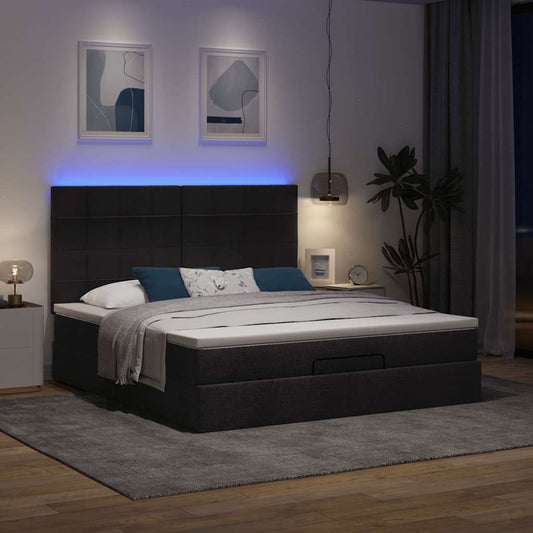 Bett mit Matratze & LEDs Schwarz 160x200 cm Stoff