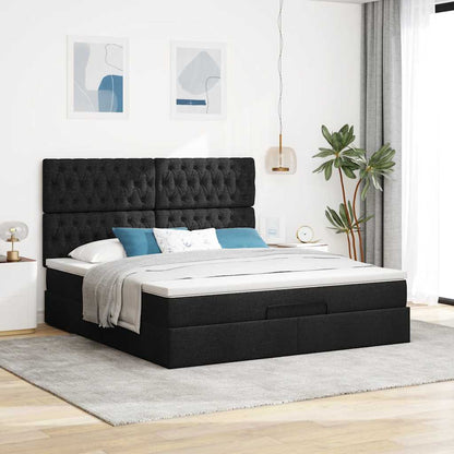 Ottoman-Bett mit Matratze & LEDs Schwarz 160x200 cm Stoff