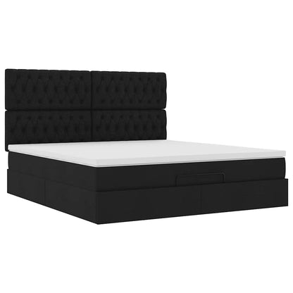 Ottoman-Bett mit Matratze & LEDs Schwarz 160x200 cm Stoff