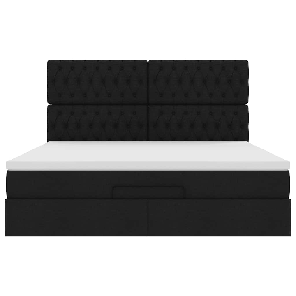 Ottoman-Bett mit Matratze & LEDs Schwarz 160x200 cm Stoff