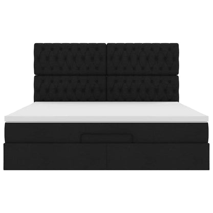 Ottoman-Bett mit Matratze & LEDs Schwarz 160x200 cm Stoff