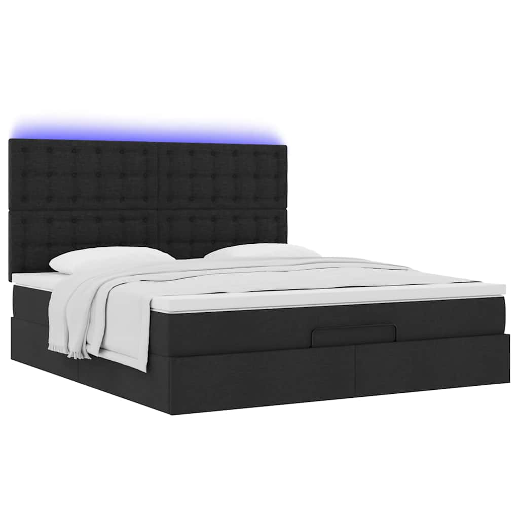 Bett mit Matratze & LEDs Schwarz 160x200 cm Stoff