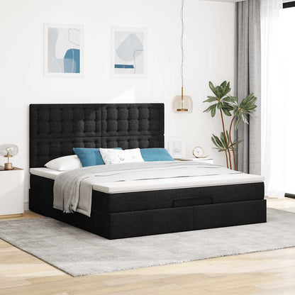 Bett mit Matratze & LEDs Schwarz 160x200 cm Stoff