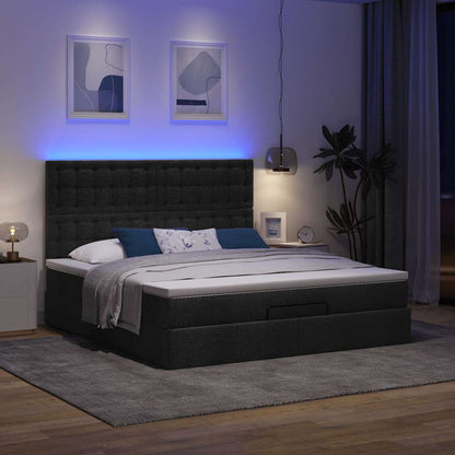 Bett mit Matratze & LEDs Schwarz 160x200 cm Stoff