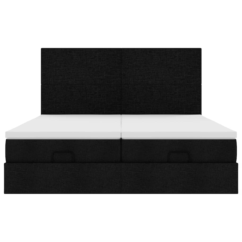 Ottoman-Bett mit Matratzen Schwarz 160x200 cm Stoff