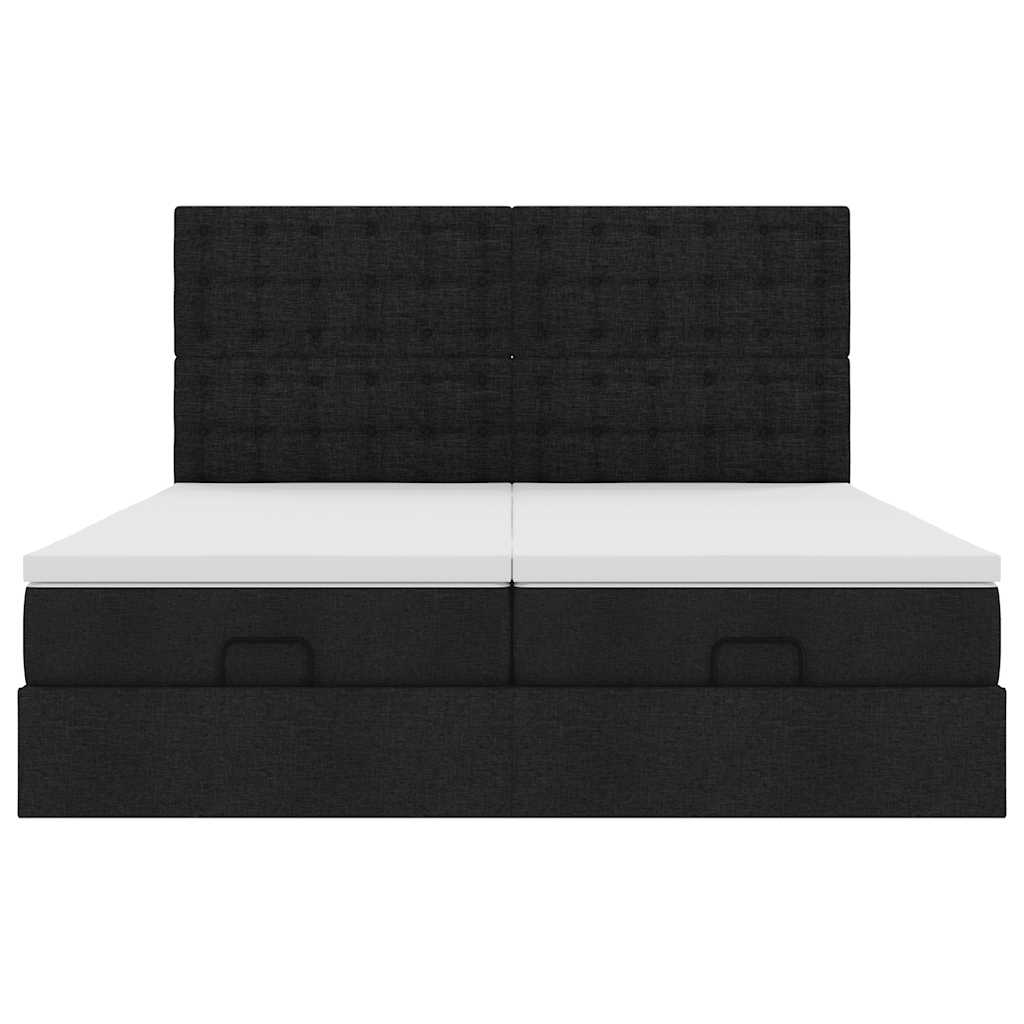 Ottoman-Bett mit Matratzen Schwarz 160x200 cm Stoff