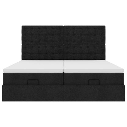 Ottoman-Bett mit Matratzen Schwarz 160x200 cm Stoff