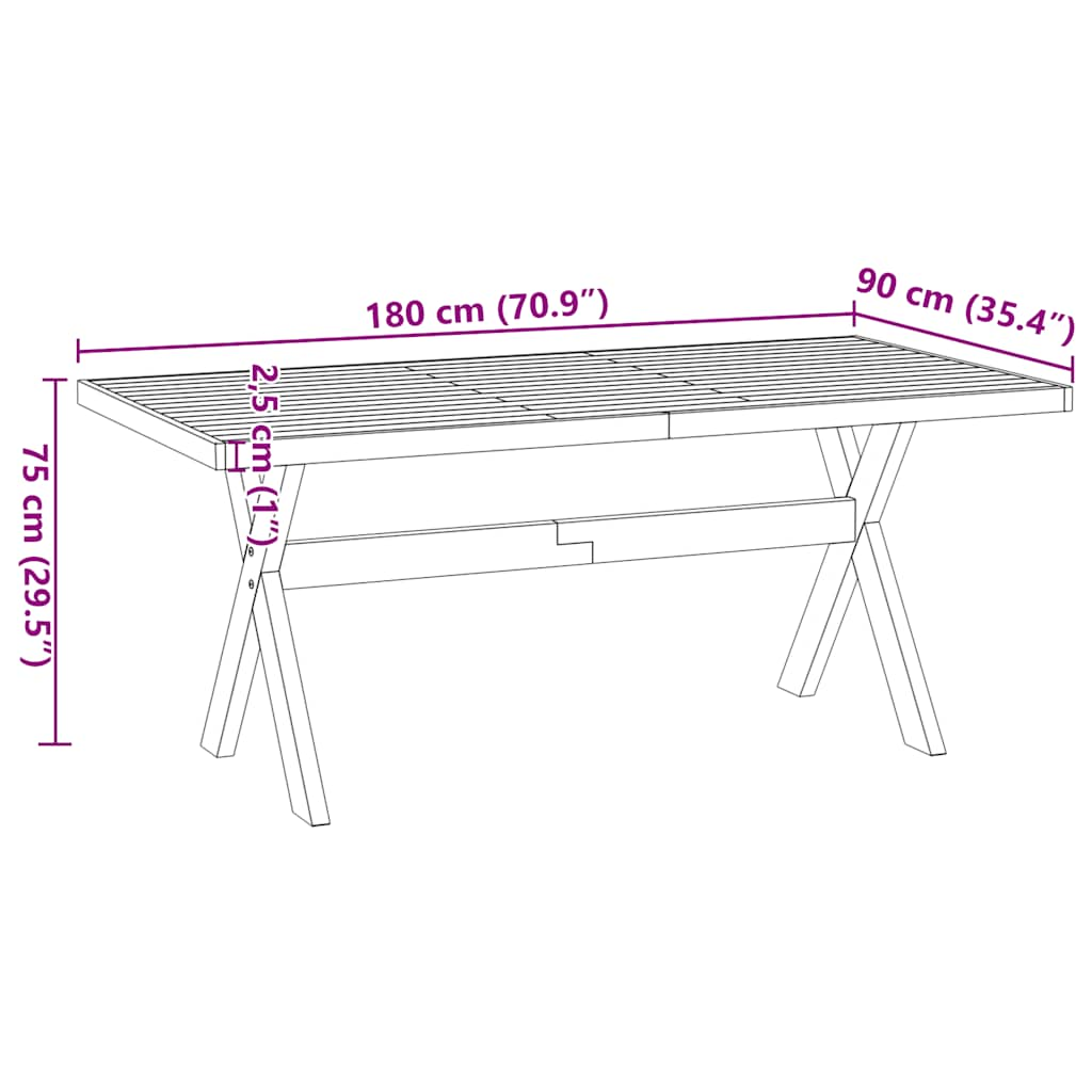 Esstisch NOAIN X-Form-Beine 180x90x75 cm Massivholz Kiefer