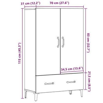 Highboard Artisan-Eiche 70x31x115 cm Holzwerkstoff