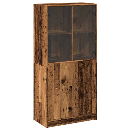 Highboard mit Türen Altholz-Optik 68x37x142 cm Holzwerkstoff