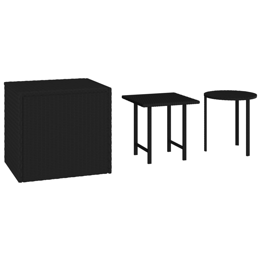 Garten-Bistrotische 3 Stk. Schwarz Poly Rattan