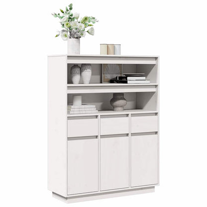 Highboard Weiß 89x34x116,5 cm Massivholz Kiefer